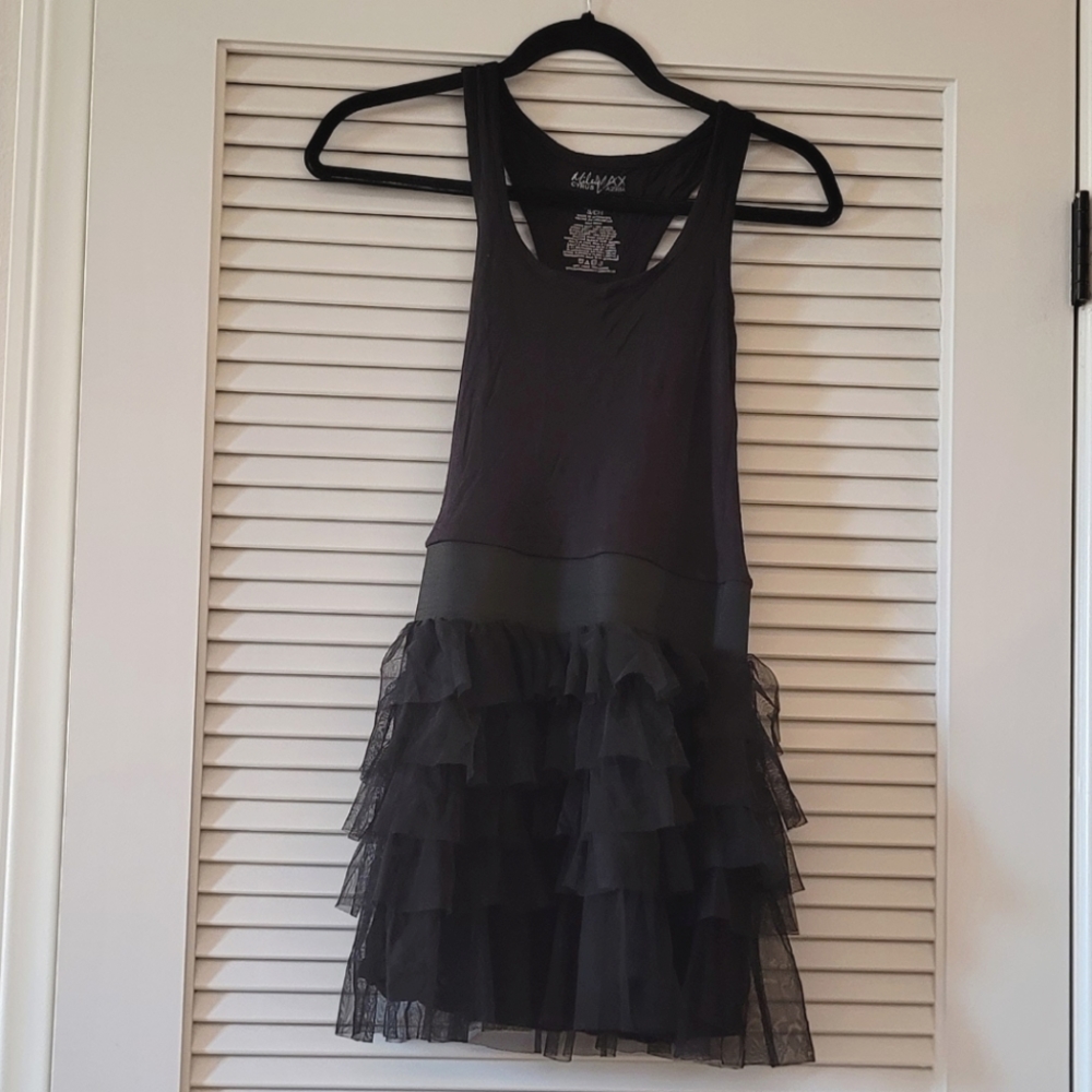 Miley Cyrus & Max Azria - Black Lightweight Mini Dress With Ruffles
